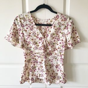 WAYF Sabrina Knot Flutter Sleeve Top/Size XS
